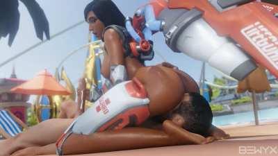 Pharah mouth to mouth( bewyx )