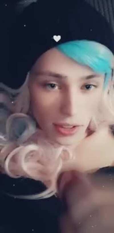 (T) Cute Alt Tgirl self facial