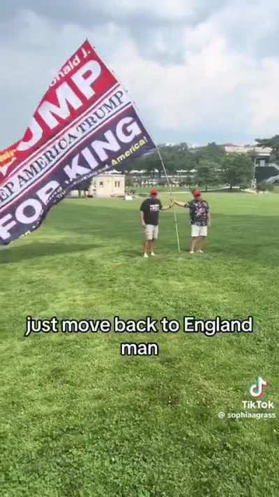 People with “Trump for king” flags