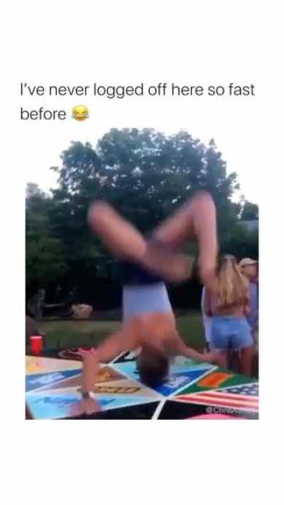 Trying to handstand on a wet table