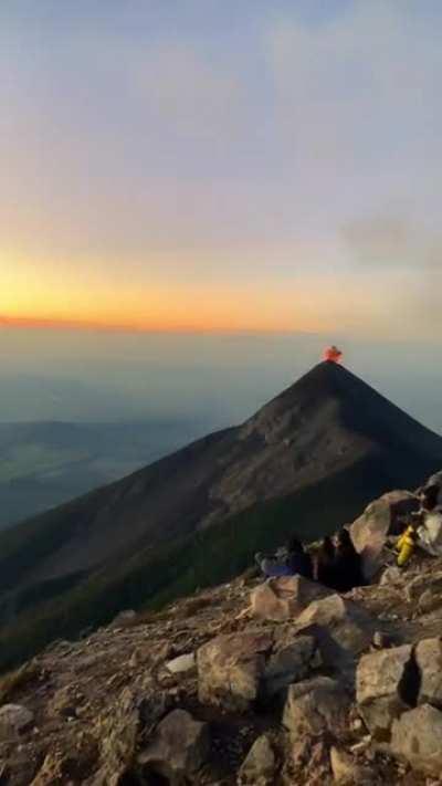 Volcan de Fuego sunrise eruption in Guatemala