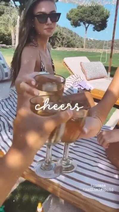 With Shanina Shaik and Nadine Leopold