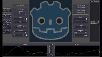 Godilloscope. Now available on Github. A Godot oscilloscope drawing program that I made so that I can make oscilloscope music