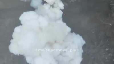 Ukrainian drone blows up another Russian ammo supply [music by source]