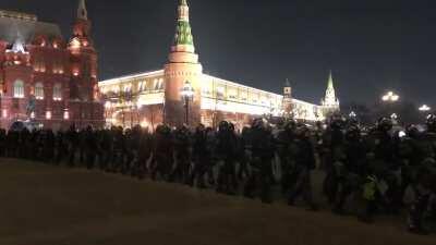 Red Square in Moscow an hour ago, after Navalny was sentenced to 2 years and 8 months in jail.