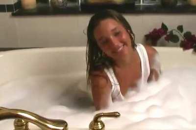 Christina Model - White shirt wet in the shower