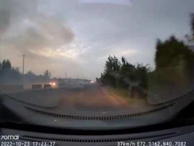 A hard accident in, you can see how a person flies out of the car.