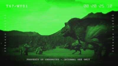 T-rex Pack Hunting Triceratops at Night