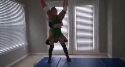 Humiliating pile driver for Regan after she was talking a bunch of trash.