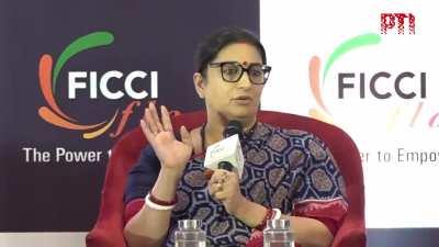 Union Minister Smriti Irani explaining the Global Hunger Index methodology