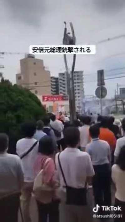 Another angle of Ex-PM Shinzo Abe being shot during his speech