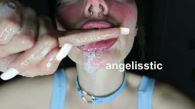 Lips Lipstick Fetish Messy Saliva Sloppy Spit Tongue Fetish Porn GIF by angelisstic