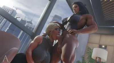 Wonder Woman face-fucking Power Girl (Amazonium) [DC]