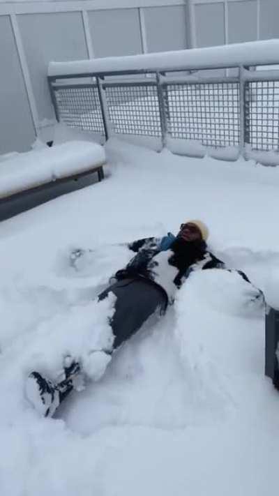 Enjoying the snow for the first time!