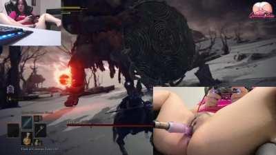 Attempting to beat the Fire Giant in Elden Ring while getting fucked by my fuck machine :p