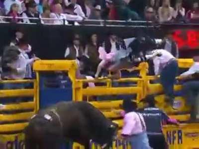 Bull master saves man