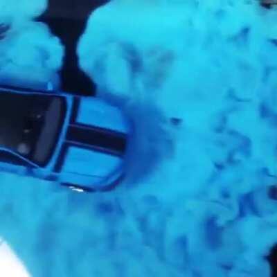 blue smoke while drifting