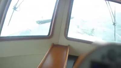 Fangchenggang coast guard patrol boat intercepts smuggling vessel, October 15, 2025 (translation below)