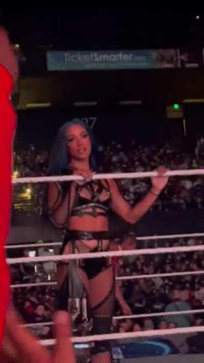 Sasha Banks during the commercial break