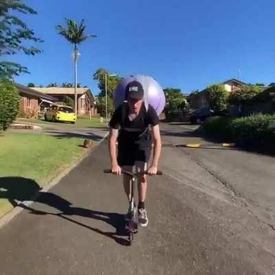 Putting His Scooter To Good Use!