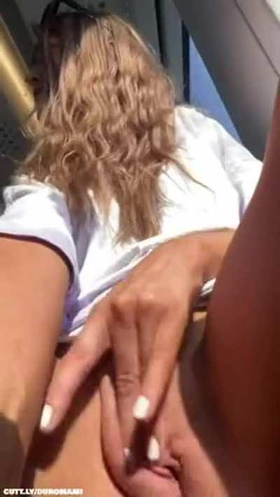 Cute girl masturbates in public