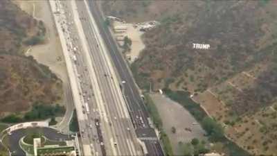 Triggering California: Trump Sign Mimicking Hollywood Sign Appears Along 405 Freeway in Sepulveda Pass