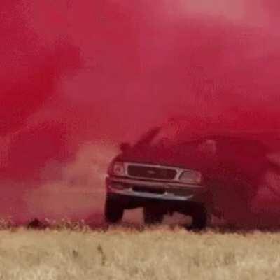 The force of water dropping from an aerial firefighting aircraft.