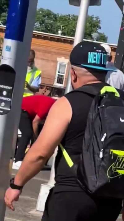 Group of men rescue a 20-year-old woman after a man allegedly tried to kidnap her on a J train platform in Brooklyn.