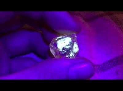 Petroleum quartz enhydro under uv light, my new favourite.