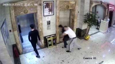 Going down in the elevator