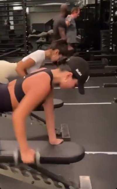 up in the gym just working out her fitness