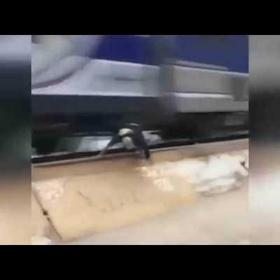 Idiots skate in front of active train tracks