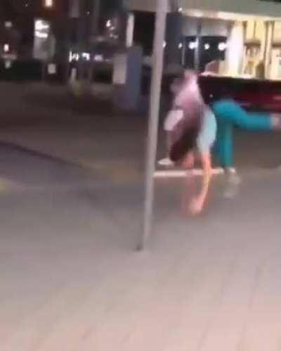HMC while I run and try to swing from a pole