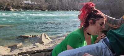 fucking her throat down by the rapids on a beautiful sunny day 🥰😛
