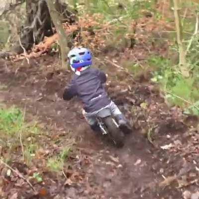 This kid is going to grow up to be a bull rider.