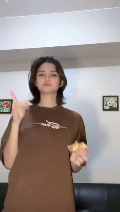 Cute while eating cookie