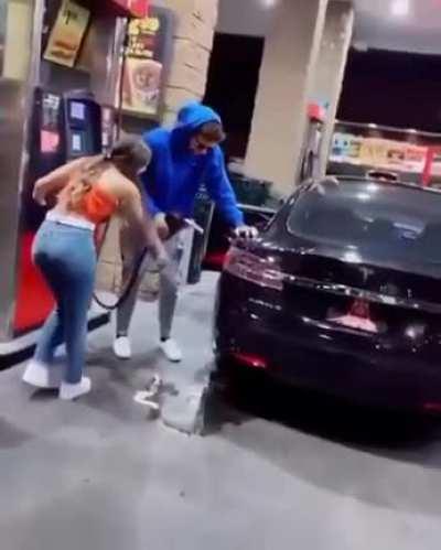 Driving drunk? Also, that's a Tesla...