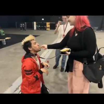 Good doggy Kroytz getting fed at COE :D