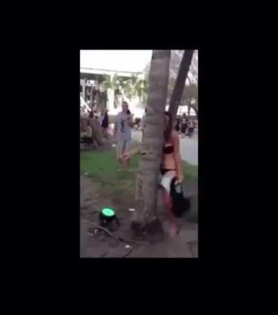 Chick fucked up on molly flirts and makes out with a tree
