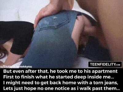 Used me in public then left me dripping cum from my torn jeans...