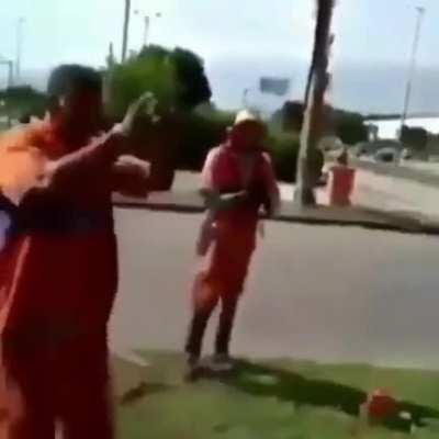 Helping your friend to a backflip