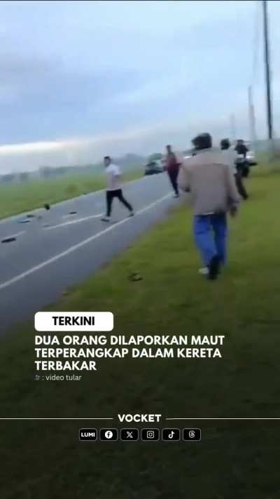 Two men trapped in a burning car after an accident in Butterworth