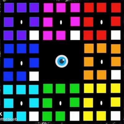 Notice the white squares that are moving around. Look at the eye in the centre of the image.