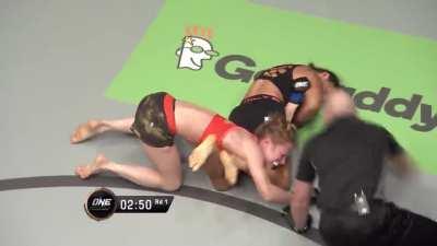 8x bjj world champion Michelle Nicolini submits Irene Mazepa with an armbar. Nicolini challenges Xiong Jing Nan for the strawweight title at ONE Championship: Empower on September 3