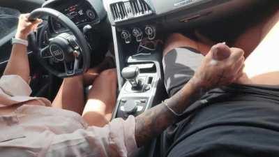 Giving my husband's friend a ride home and I noticed a bulge in his pants. So I just had to take care of it for him