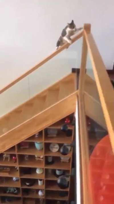 To climb up the banister