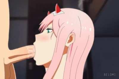 Zero Two sucking a dick