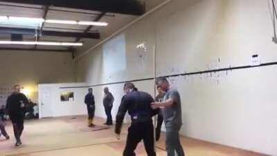 He can parry the sword, but can he parry the ground?