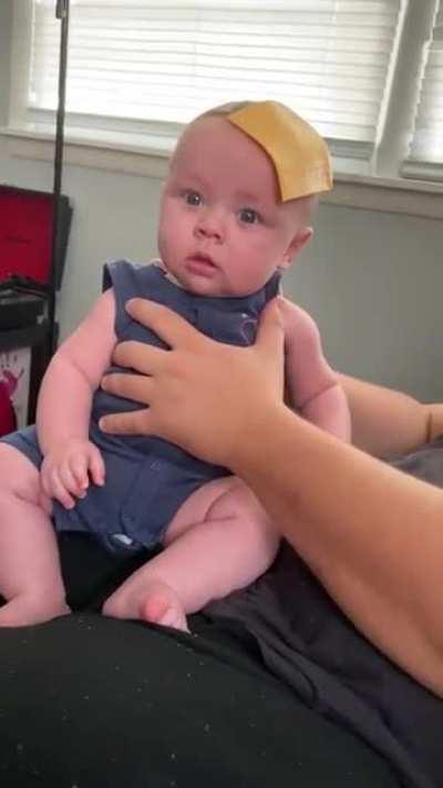Cheese slice stops baby from crying