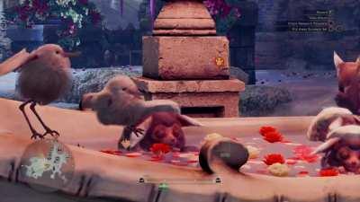 This funny interaction in the new gathering hub bathtub.